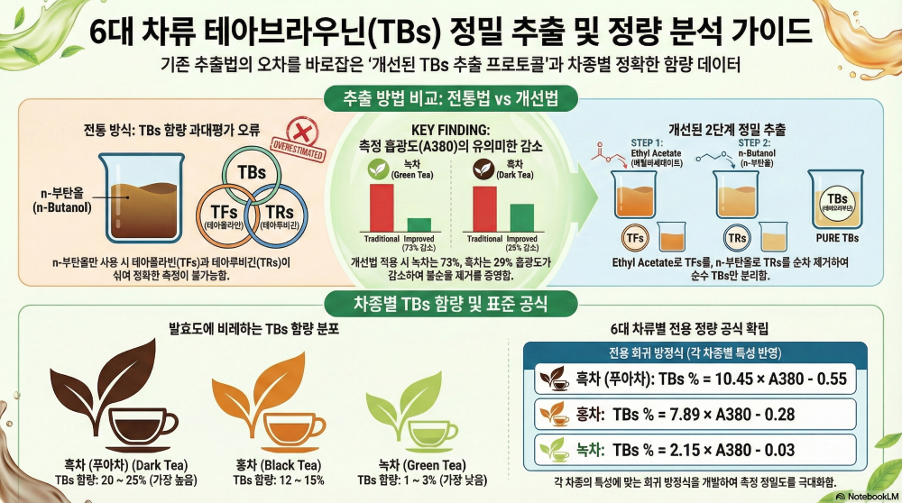 6대 차류(백차,녹차,황차,청차,홍차,흑차)의 테아브라우닌 함량 비교분석 - 차와 함께
